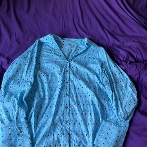 Foxcroft Blue Polka Dot Button-Down Shirt